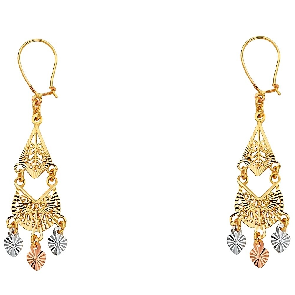 Sonia Jewels 14k White Yellow And Rose Gold Filigree Hanging Chandelier Dangle Womens Earrings 47MM X 21MM Sonia Jewels 14k White Yellow And Rose Gold Filigree Hanging Chandelier Dangle Womens Earrings 47MM X 21MM